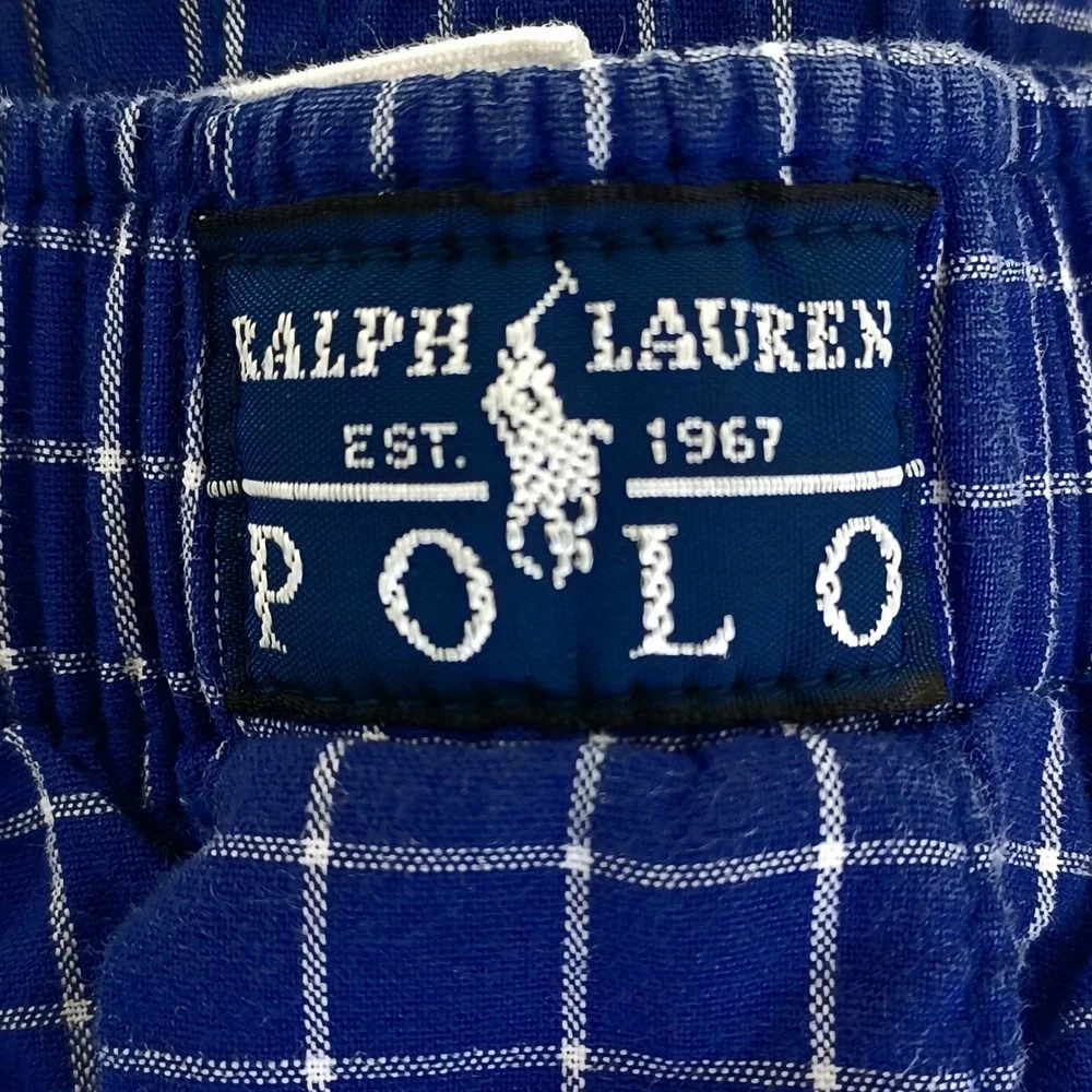 Polo Ralph Lauren Mens XL Blue White Windowpane Check Cotton Pajama Pants Lounge